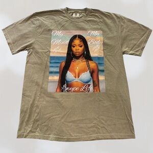 🔥NWOT, MY MIND, MY BODY CUSTOM MADE SHORT SLEEVE SHIRT, SIZE 2X COLOR KHAKI🔥